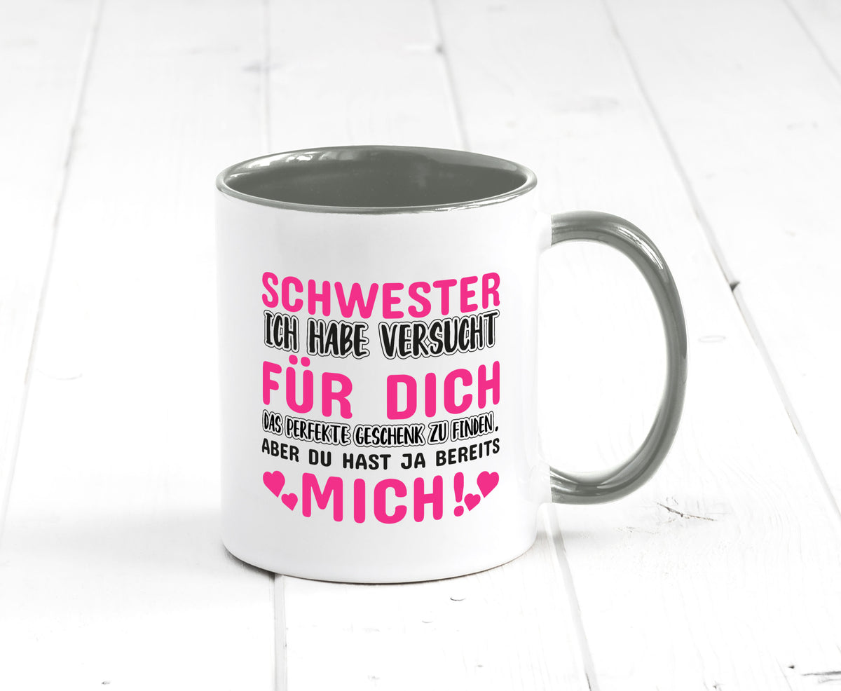 Schwester Tasse | lustiger Spruch Geschwisterliebe v2 Humor Geschenkidee