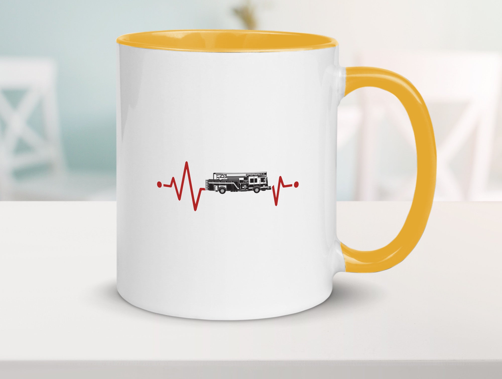 Herzschlag | Feuerwehrfahrzeug Feuerwehr Humor Geschenkidee Tasse