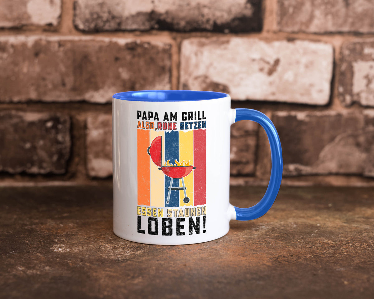 Papa am Grill | Grillmeister BBQ Grillabend v2 Geschenkidee Humor Tasse