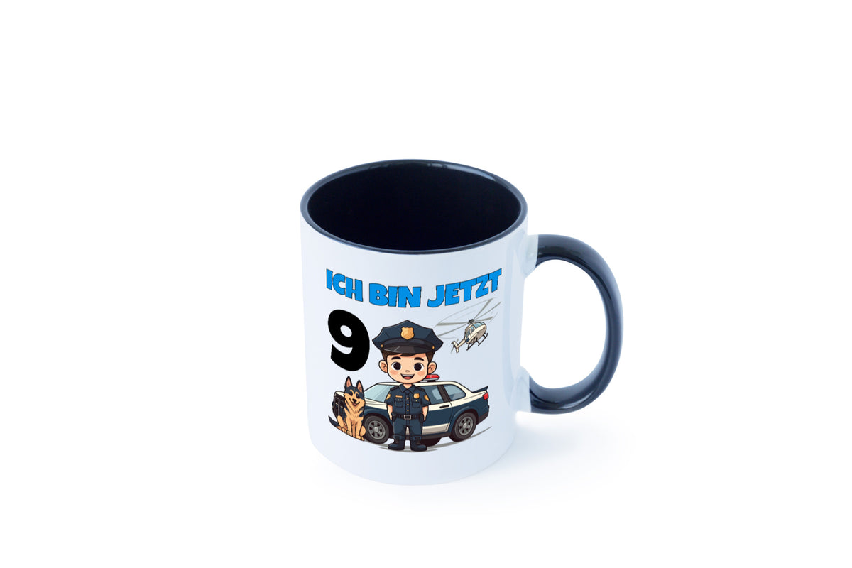 9. Geburtstag | 9 Jahre Polizei Kind Polizeiauto lustig Geschenkidee Geschenk Tasse