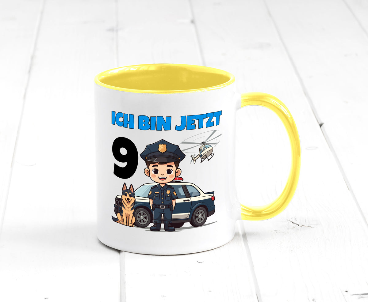 9. Geburtstag | 9 Jahre Polizei Kind Polizeiauto lustig Geschenkidee Geschenk Tasse