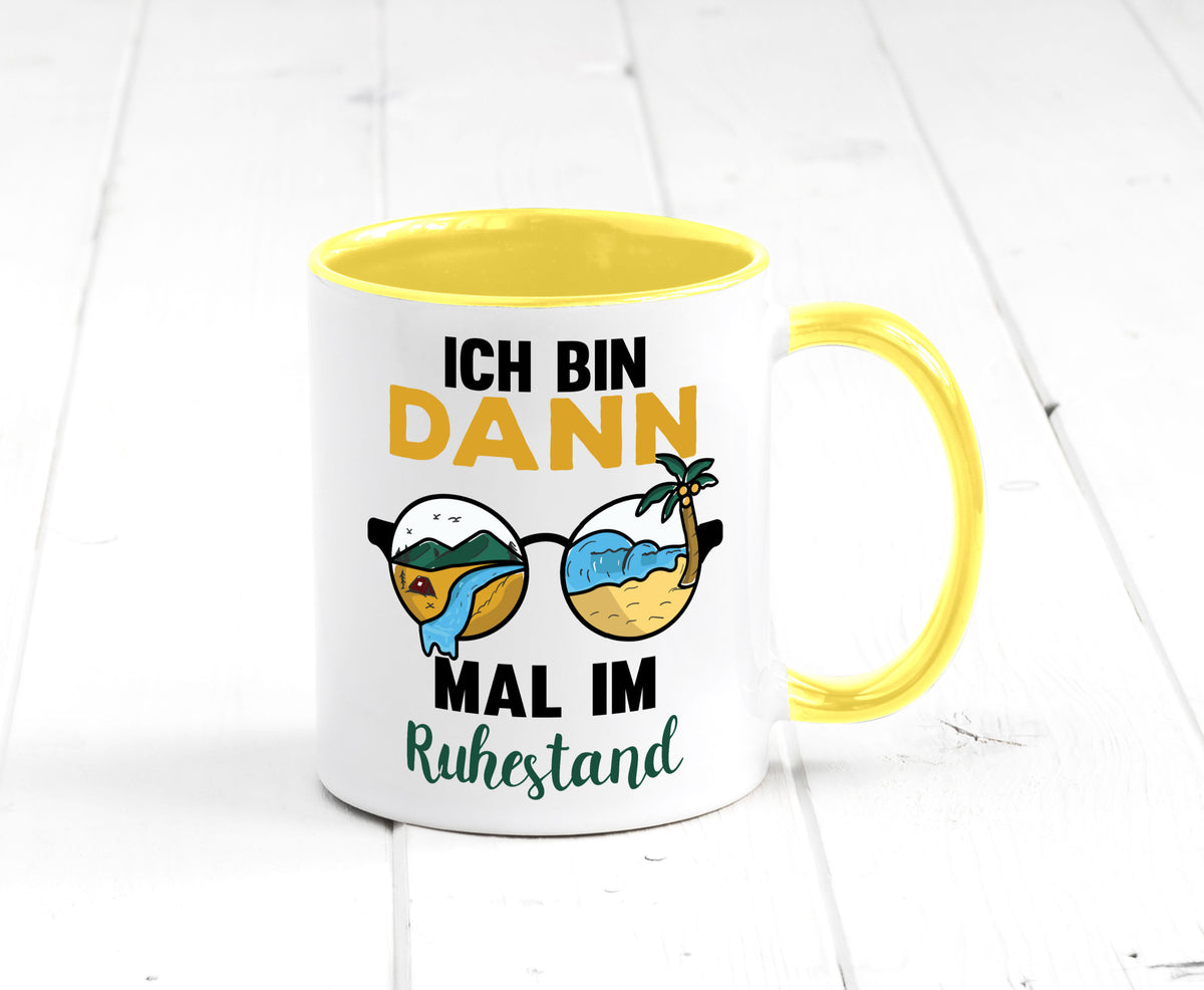 Bin dann mal im Ruhestand | Sonnenbrille Palme Meer lustig Jubiläum Geschenk Tasse