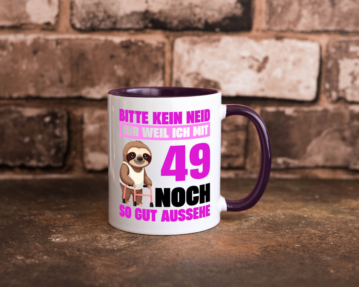 49. Geburtstag | Bitte kein neid Faultier 49 Jahre Humor Geschenkidee Tasse