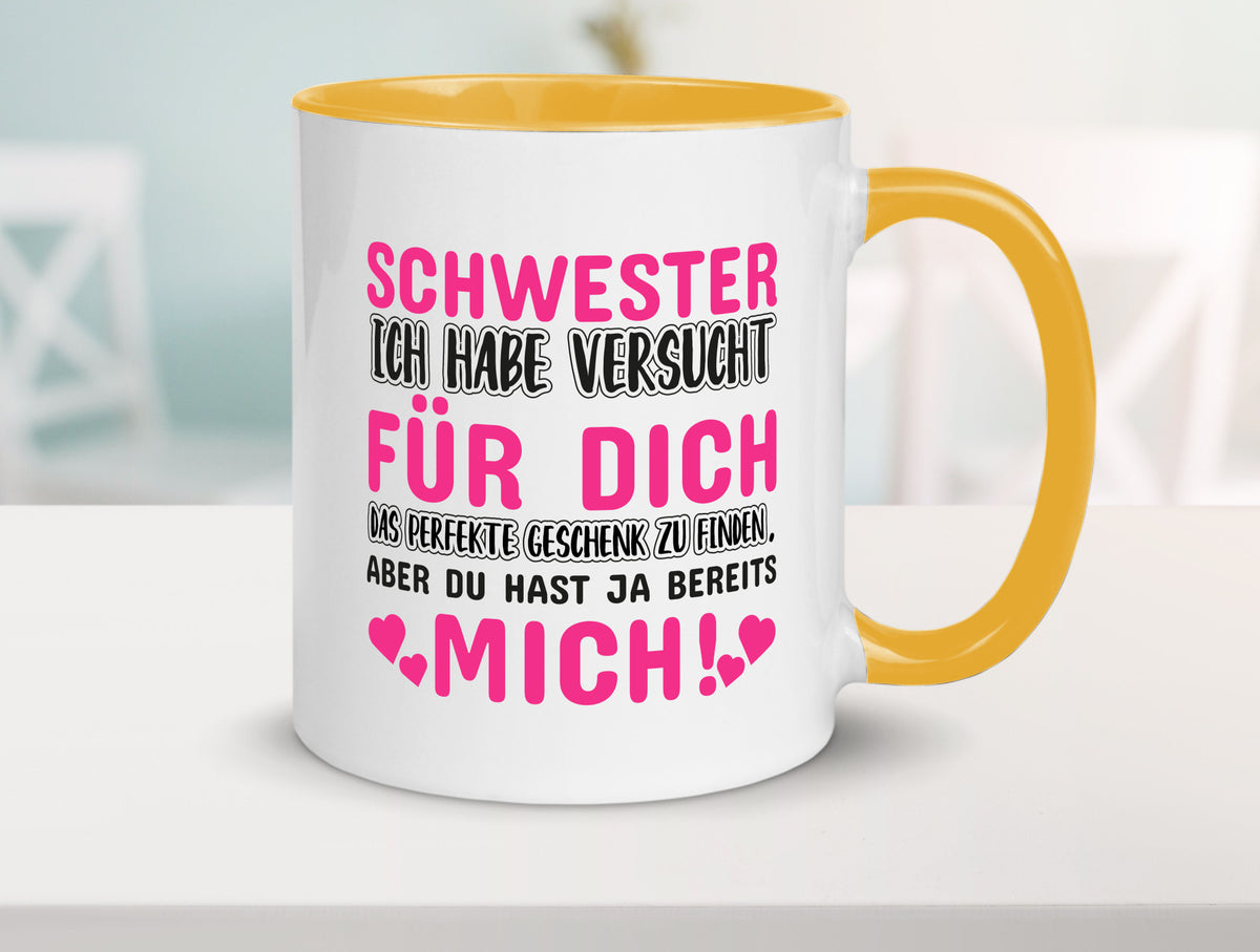 Schwester Tasse | lustiger Spruch Geschwisterliebe v2 Humor Geschenkidee