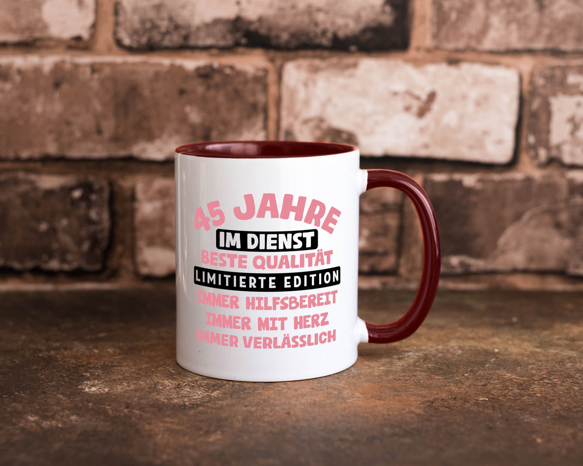 45 Jahre im Dienst | Jubiläum Arbeit v11 Geschenk Kollegen Büro lustiger Spruch Tasse