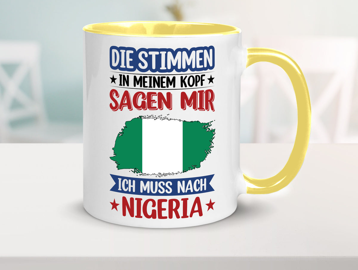Nigeria | Urlaub Stimmen in meinem Kopf Traumland Geschenk Humor Geschenkidee Tasse
