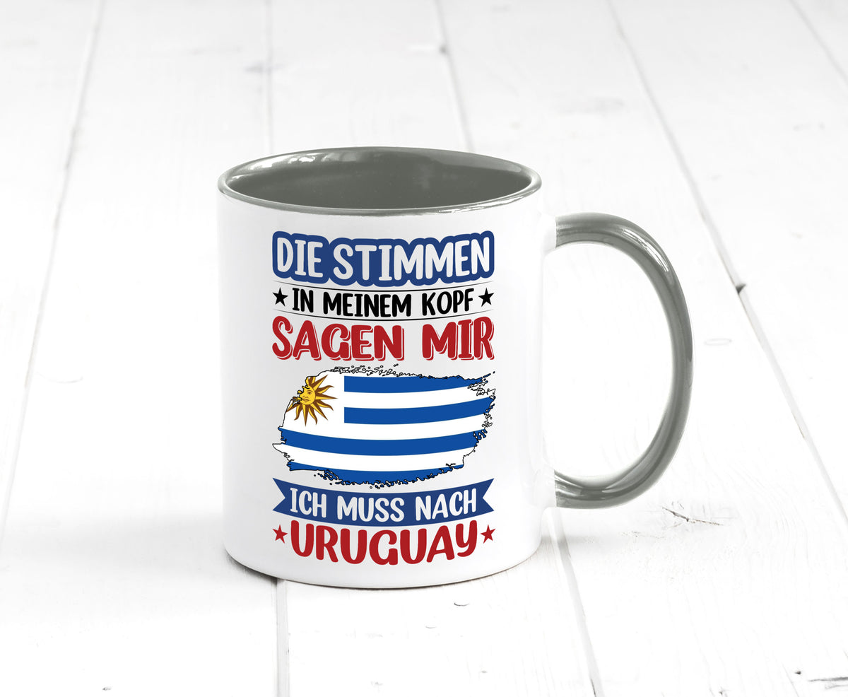 Uruguay | Urlaub Stimmen in meinem Kopf Traumland Geschenk Humor Geschenkidee Tasse