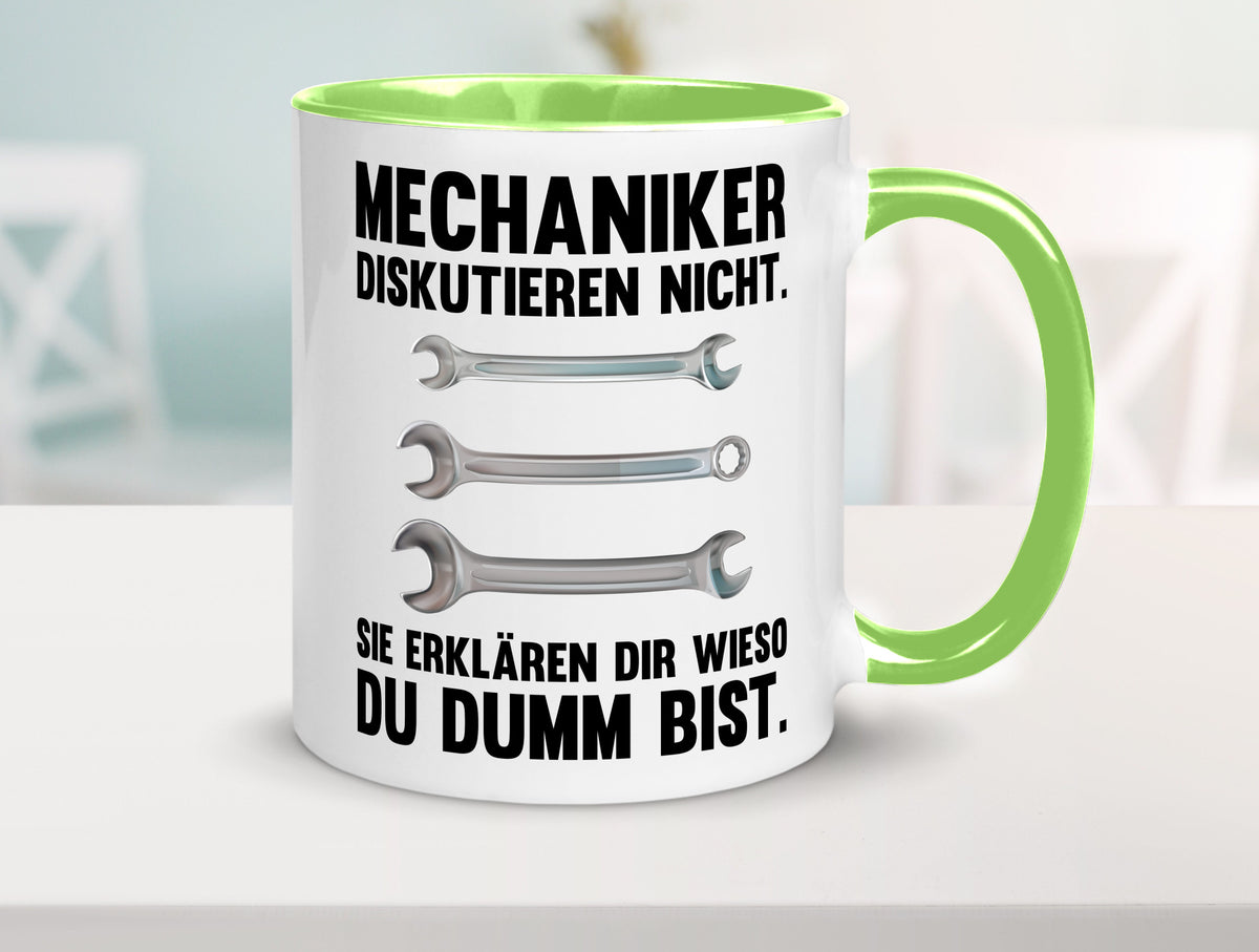 Mechaniker Diskutieren nicht sie erklären nur wieso Geschenkidee Tierliebhaber Tasse
