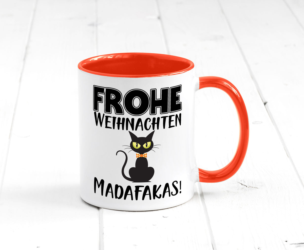 Frohe Weihnachten Madafakas! | Katze Tasse Vintage lustiger Spruch Geschenk