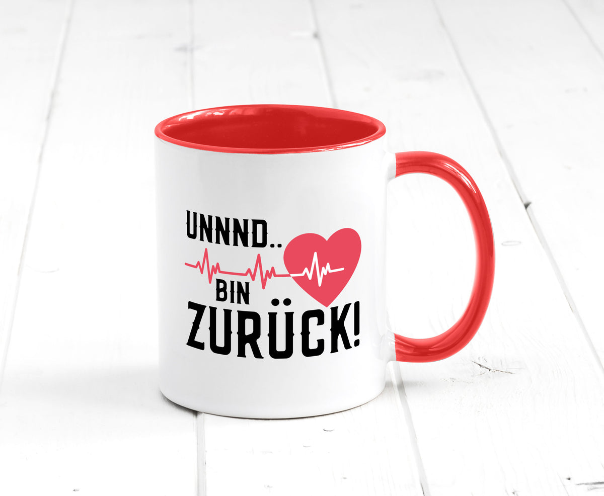 Bin zurück | Herzschlag Reanimation Puls Arzt Klinik Geschenk Humor Tasse
