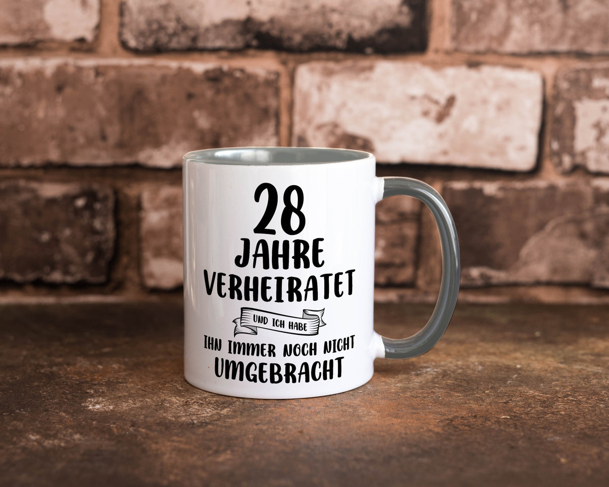 28 Jahre Verheiratet, immer noch am Leben! Geschenkidee Humor Tasse