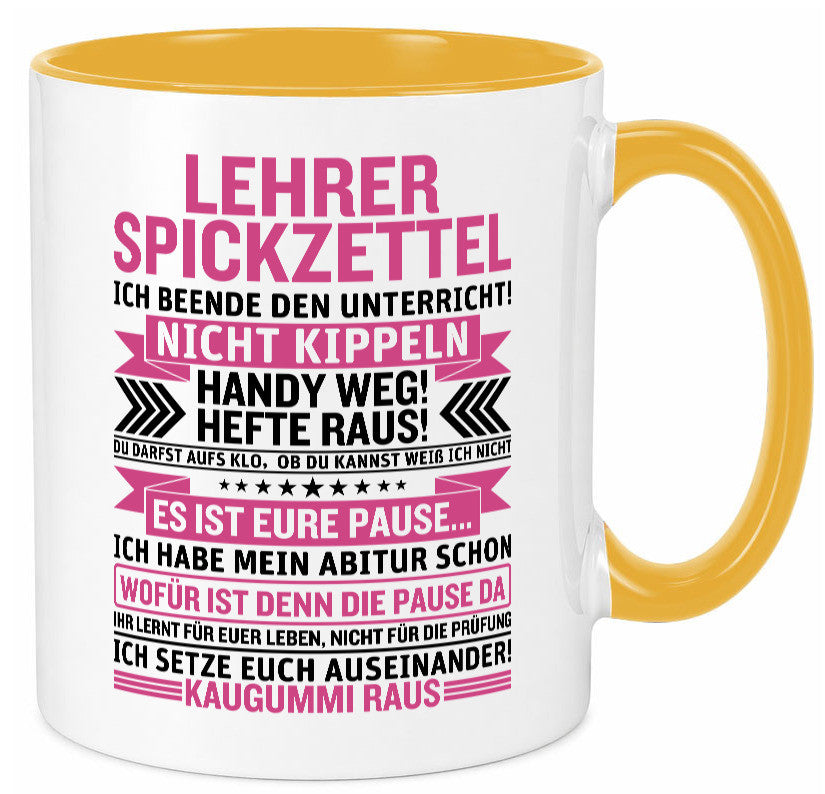 Lehrer Spickzettel | Beruf Tasse lustiger Spruch vl1 Geschenk Arbeit Kollegen