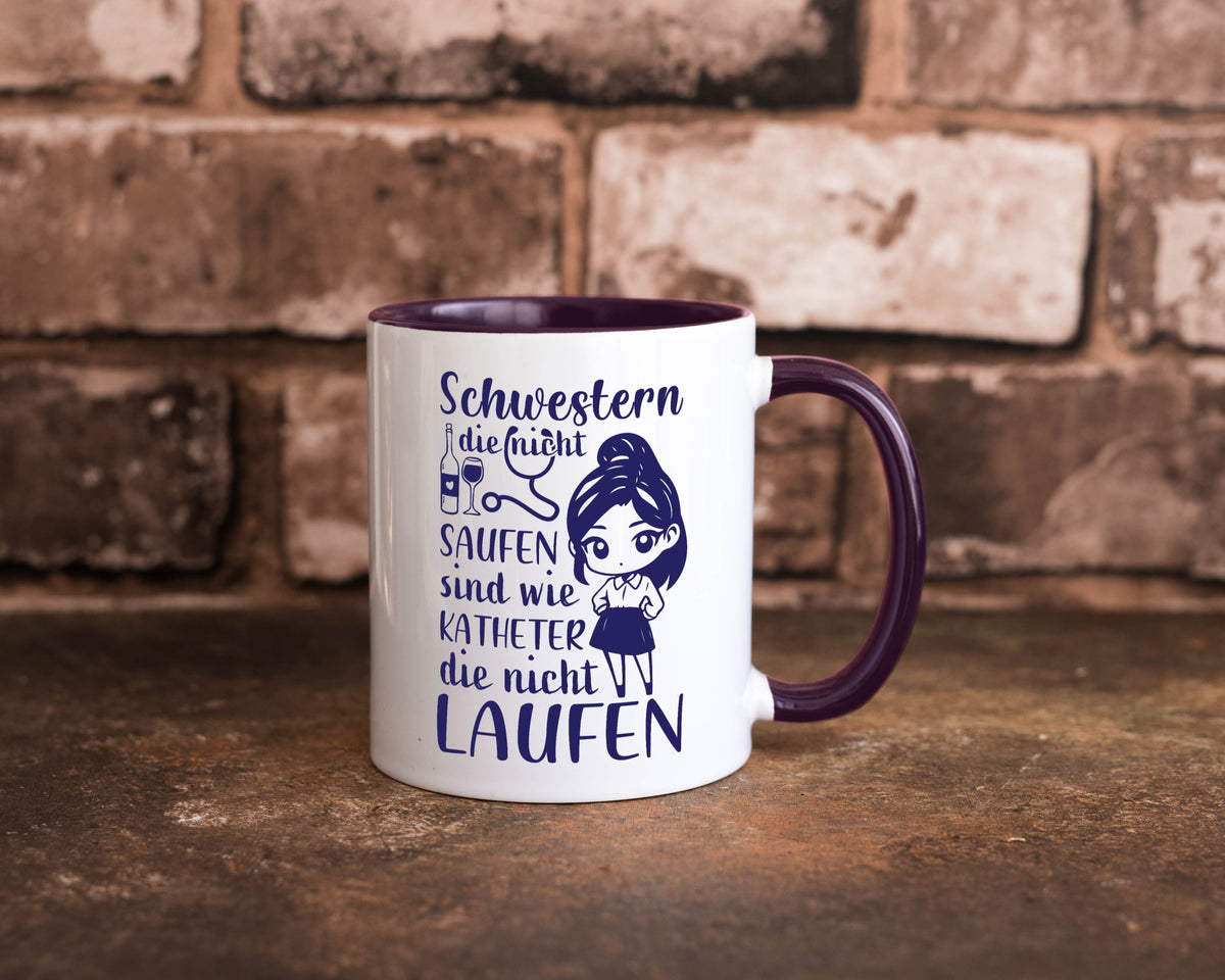 Schwestern die nicht saufen | Krankenschwester Alkolhol Geschenkidee Humor Tasse