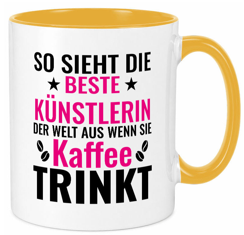 Kaffee trinkt: Künstlerin | Kunst Geschenk Humor Geschenkidee lustiger Spruch Tasse
