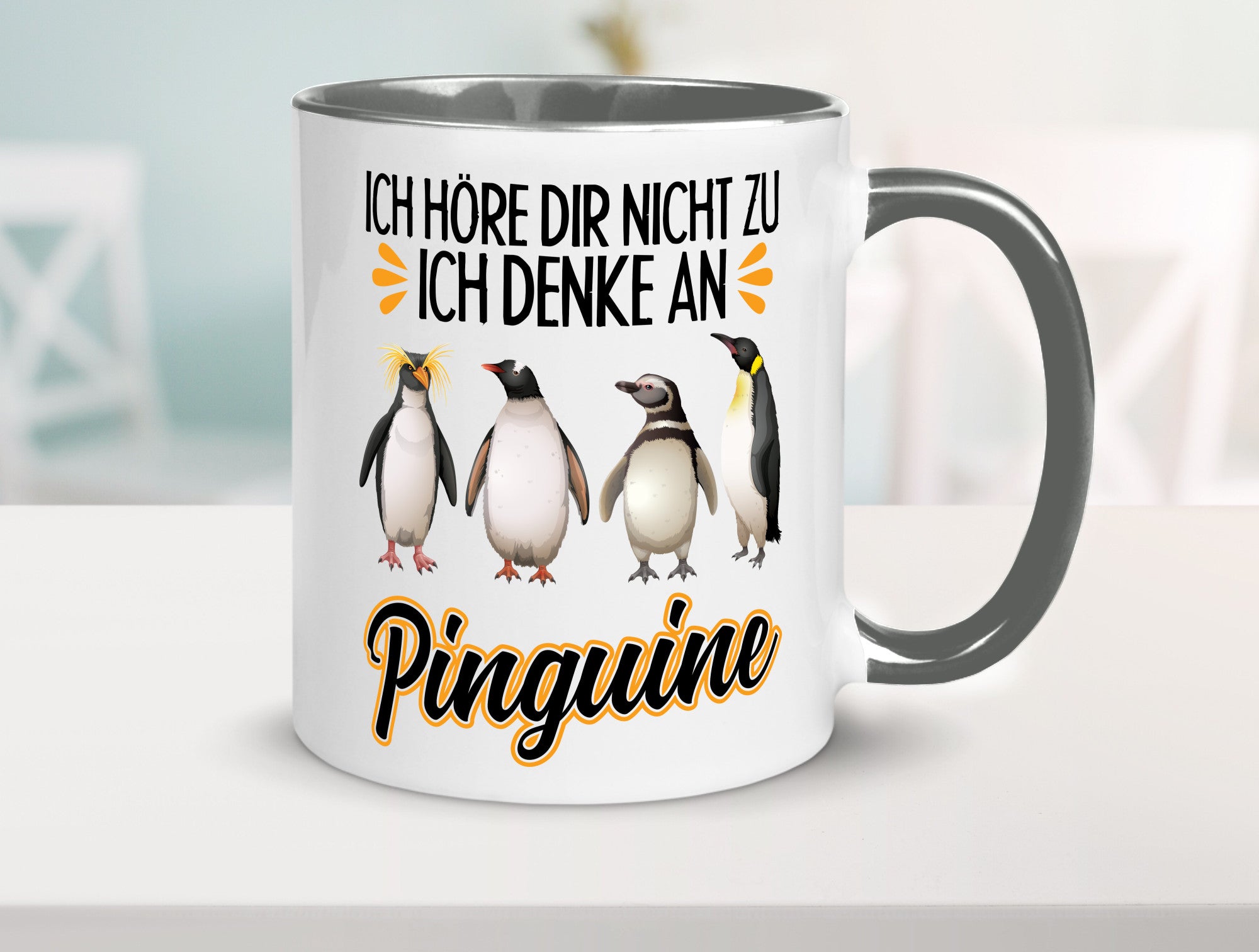 Ich denke an Pinguine Geschenkidee Humor Tasse