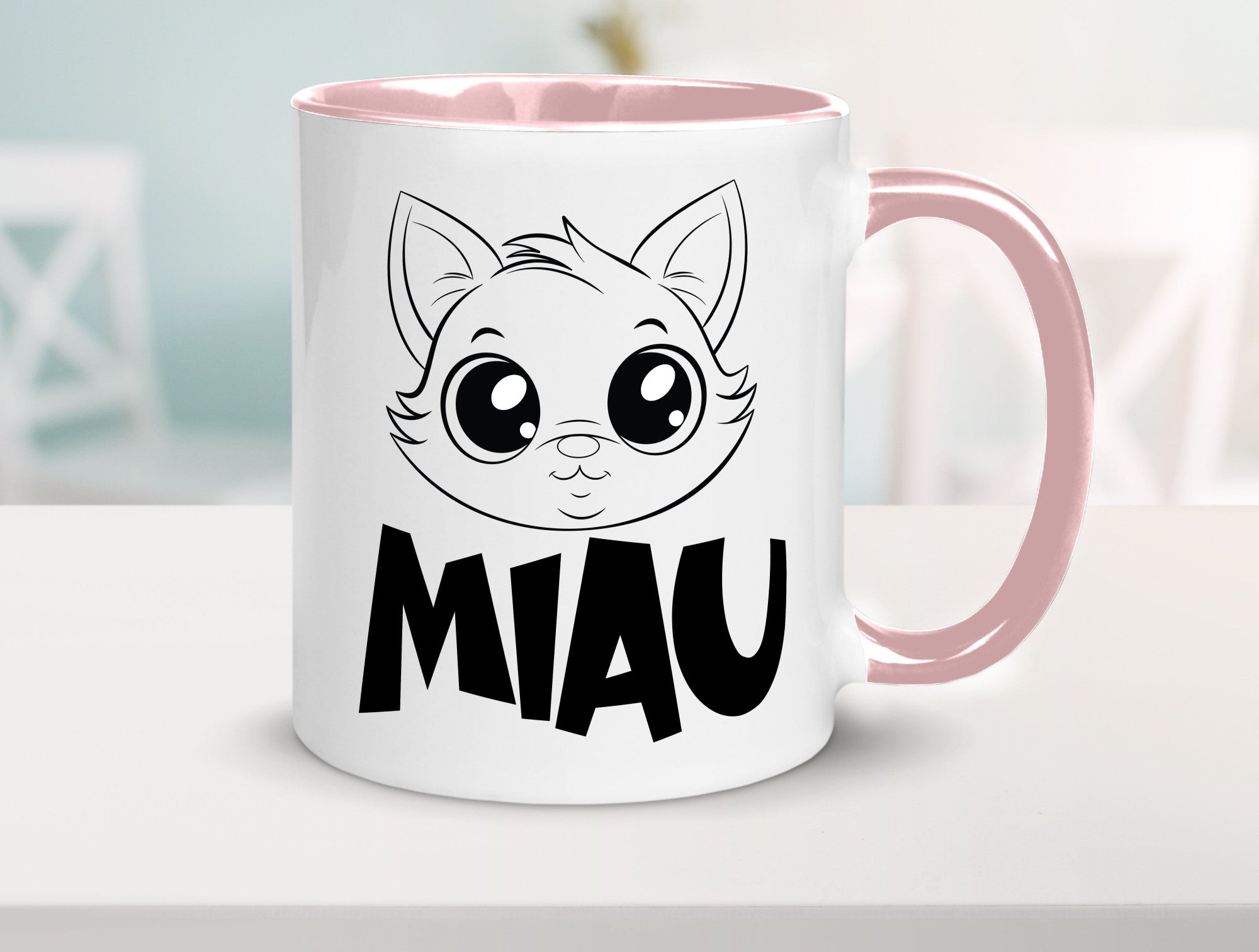 Miau | Katze Geschenkidee Tierliebhaber Humor Tasse