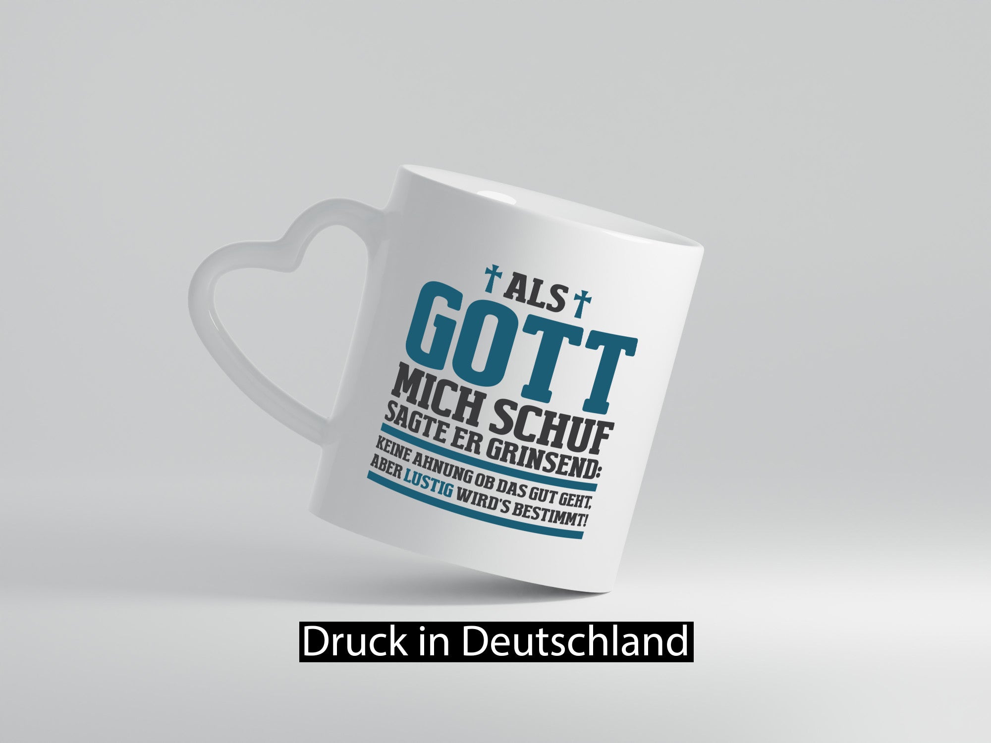 Als Gott mich schuf | Kreuz Religion lustig Humor Geschenkidee Geschenk Tasse