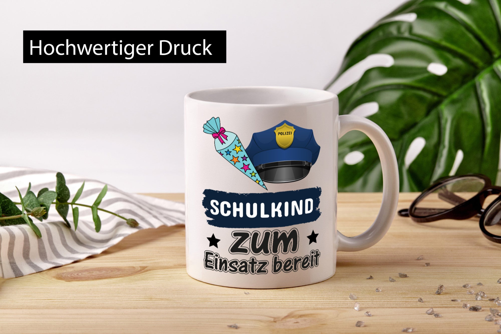 Schulkind bereit | Einschulung Tasse Polizei Jungs lustig Humor Geschenkidee