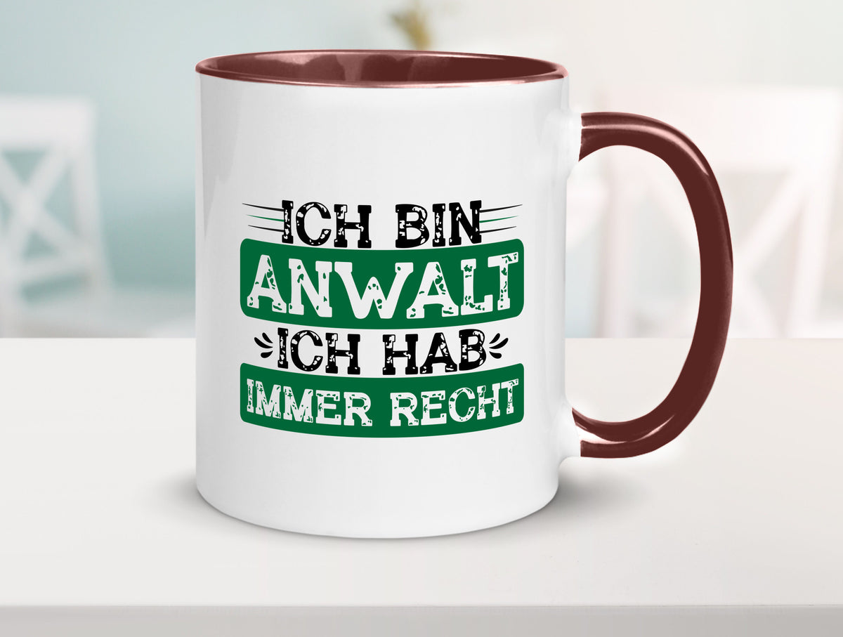 Ich bin Anwalt habe immer Recht | Jura Humor Geschenkidee Tasse