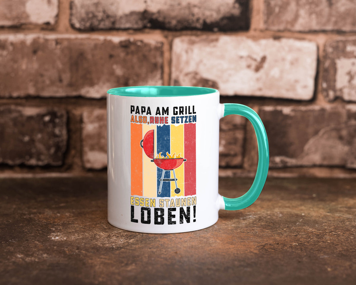 Papa am Grill | Grillmeister BBQ Grillabend v2 Geschenkidee Humor Tasse