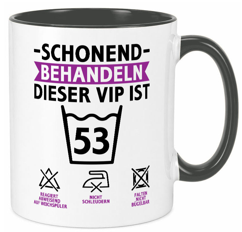 53 Geburtstag | schonend behandeln Jahre v2 lustiger Spruch Geschenk Tasse