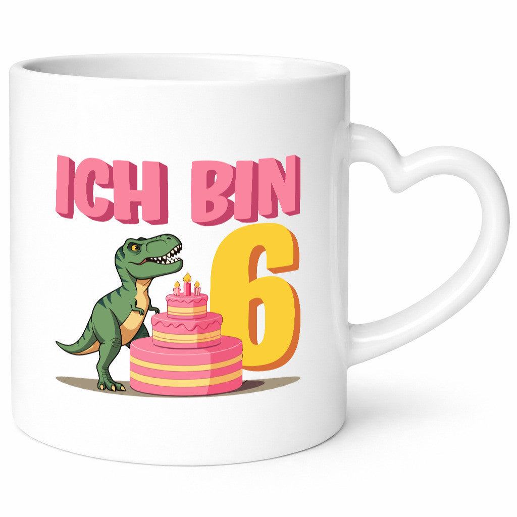 6 Geburtstag | Jahre Dinosaurier mit Kuchen Geschenkidee Humor Tasse