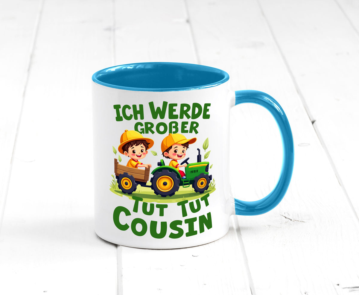 Ich werde Großer Cousin | Familie Bauer lustiger Spruch Geschenk Geschenkidee Tasse