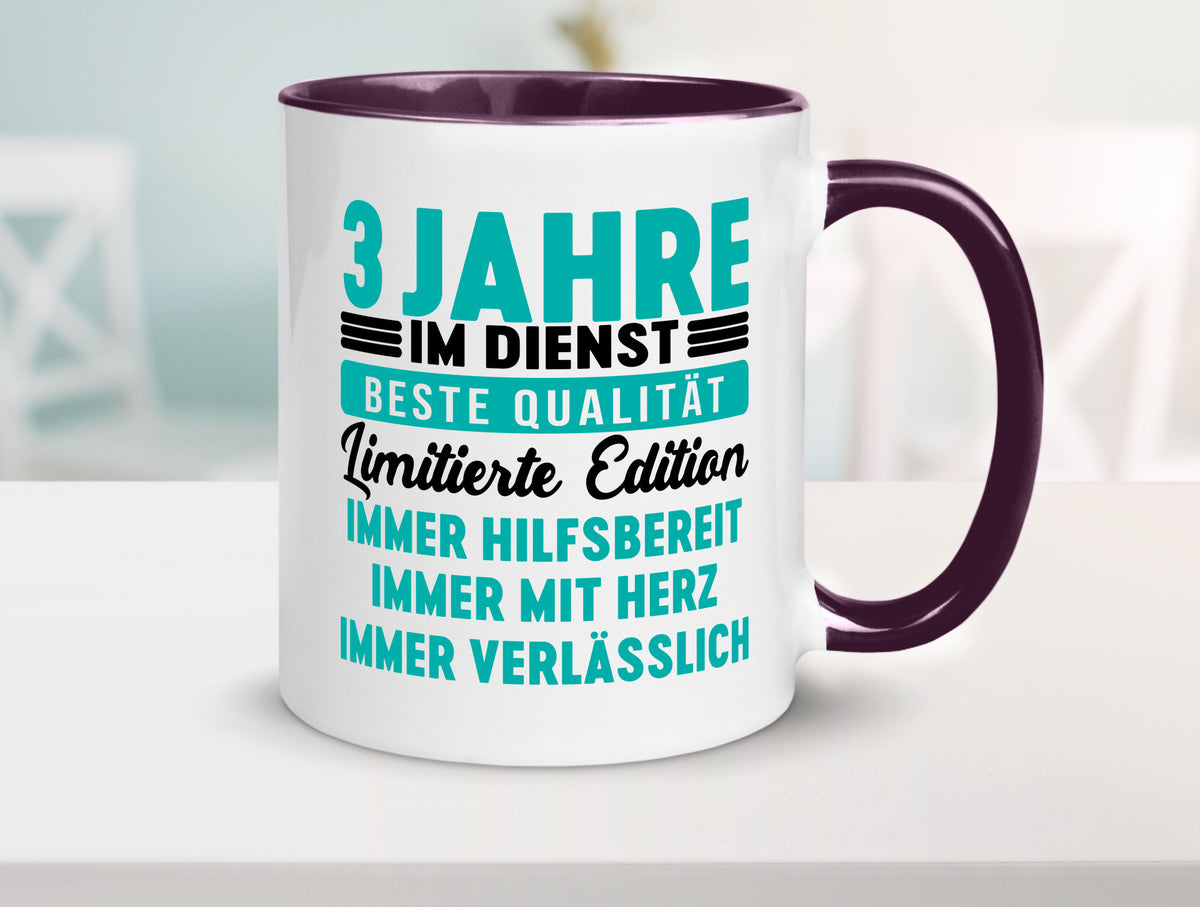3 Jahre im Dienst | Jubiläum Arbeit v5 lustig Kollegen Büro Geschenk Tasse