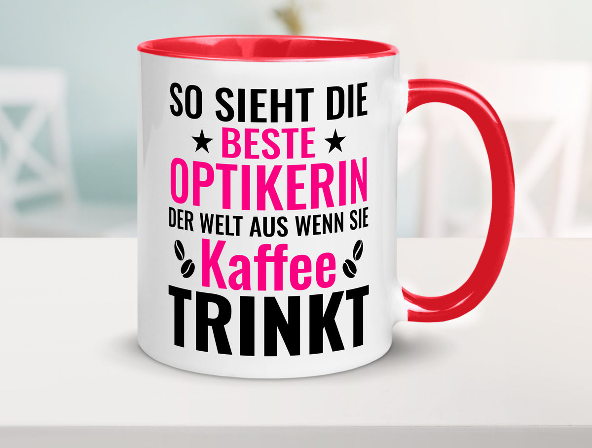 Kaffee trinkt: Optikerin | Augenoptik Geschenkidee Humor Tasse