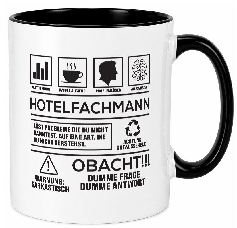 Achtung Probleme Hotelfachmann |Hotel lustiger Spruch Geschenk Humor Tasse