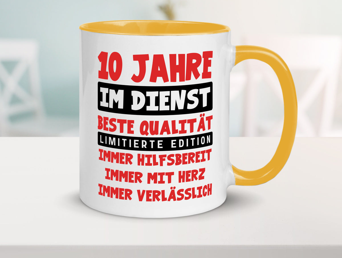 10 Jahre im Dienst | Jubiläum Arbeit v9 lustig Kollegen Büro Geschenk Tasse