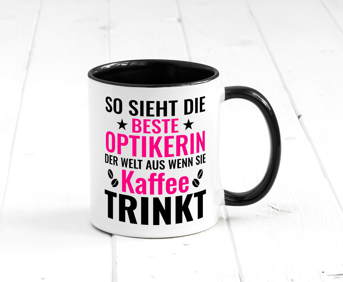 Kaffee trinkt: Optikerin | Augenoptik Geschenkidee Humor Tasse