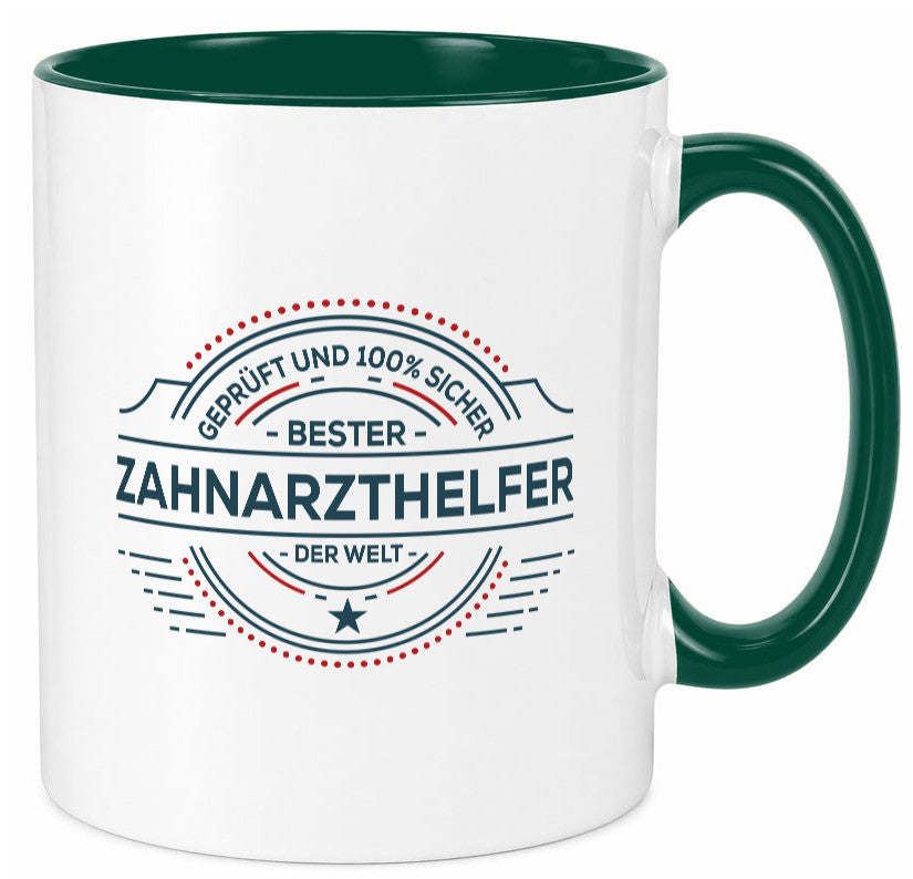 Geprüft und sicher: Zahnarzthelfer | Zahnmedizin lustig Humor Geschenkidee Tasse