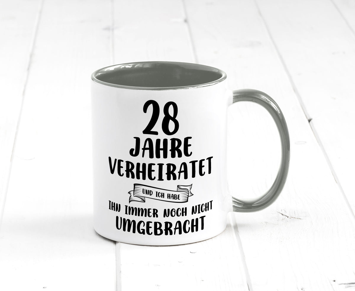28 Jahre Verheiratet, immer noch am Leben! Geschenkidee Humor Tasse
