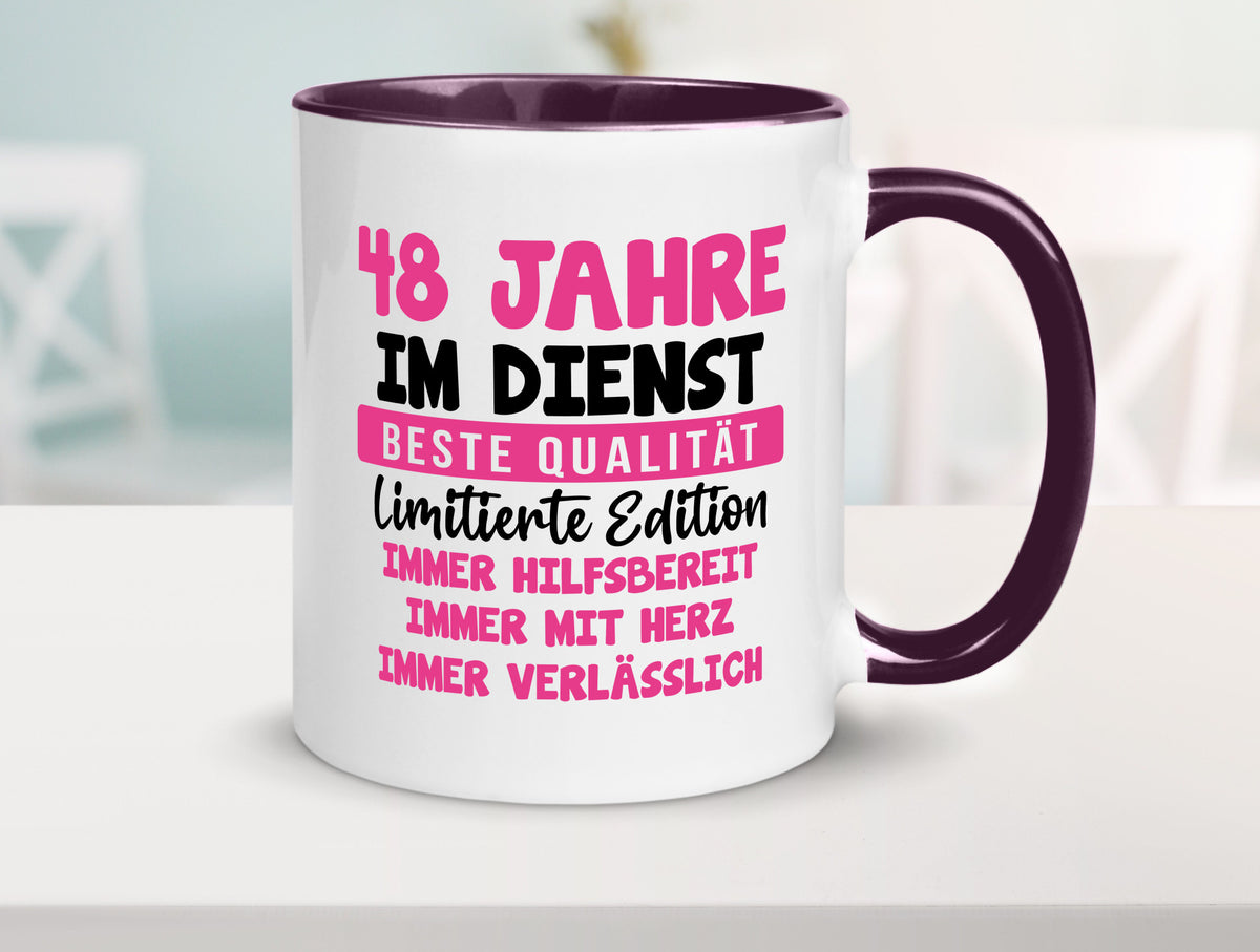 48 Jahre im Dienst | Jubiläum Arbeit v10 lustiger Spruch Geschenk Kollegen Büro Tasse