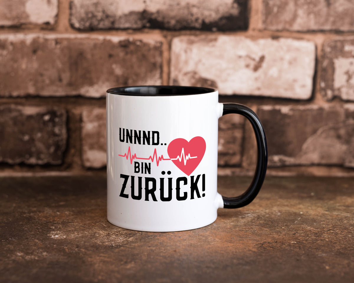 Bin zurück | Herzschlag Reanimation Puls Arzt Klinik Geschenk Humor Tasse
