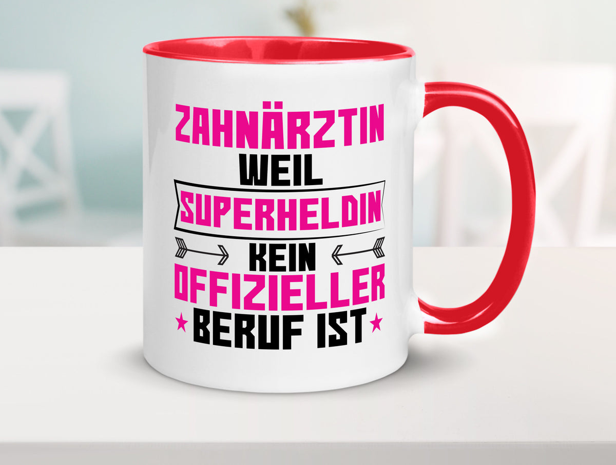 Superheldin Zahnärztin | Zahnmedizin Beruf Geschenkidee Arbeit Kollegen Büro Tasse