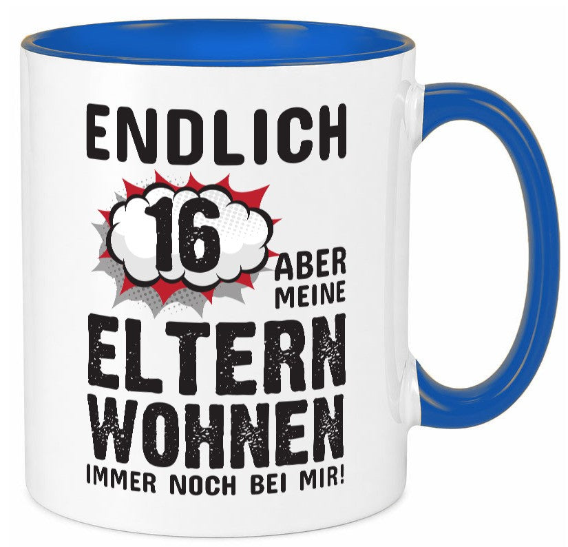 Endlich 16 | Geburtstag Tasse lustiges Statement lustiger Spruch Geschenk