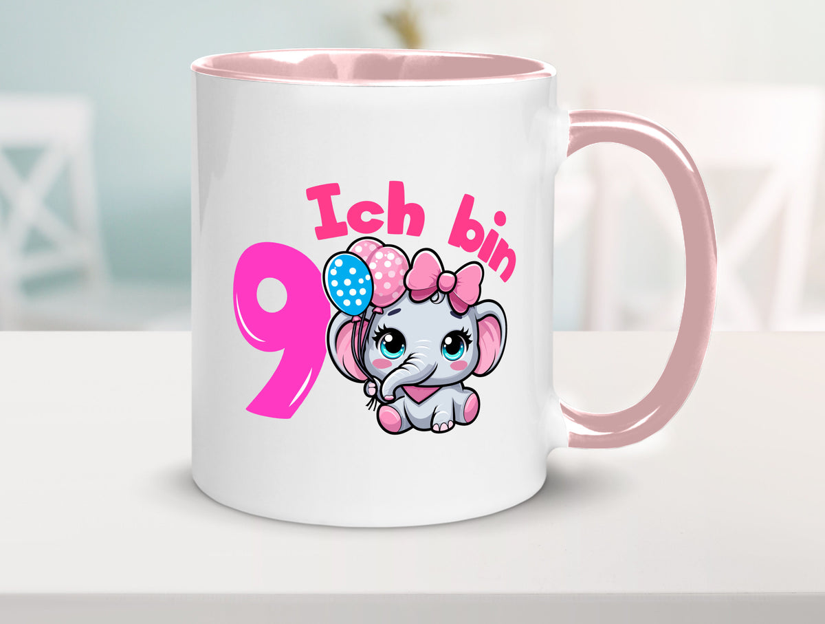 9. Geburtstag | 9 Jahre Elefant Mädchen Geschenk Geschenkidee lustiger Spruch Tasse
