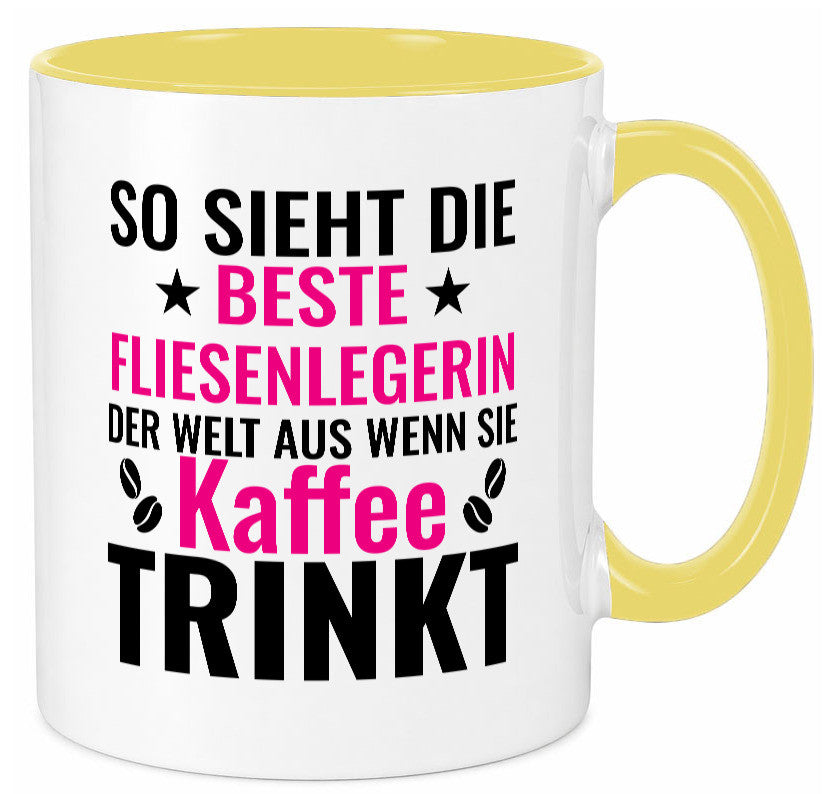 Kaffee trinkt: Fliesenlegerin | Fliesenlegen Bau Humor Geschenkidee Tasse