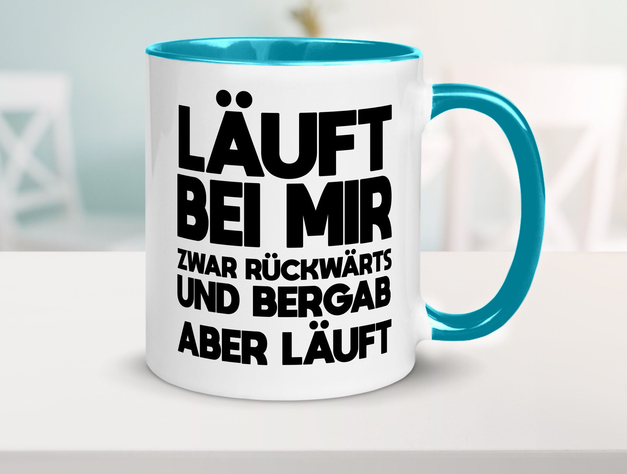 Läuft bei mir | Rückwerts aber Motivation Geschenkidee Humor Tasse