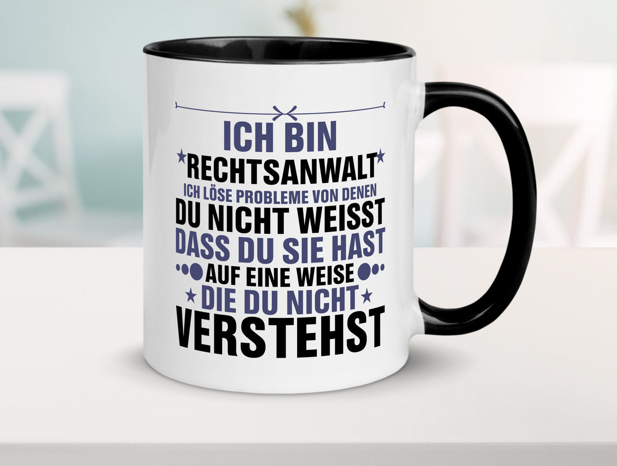 Löse Probleme: Rechtsanwalt | Anwalt Jurist v2 lustig Humor Geschenkidee Tasse