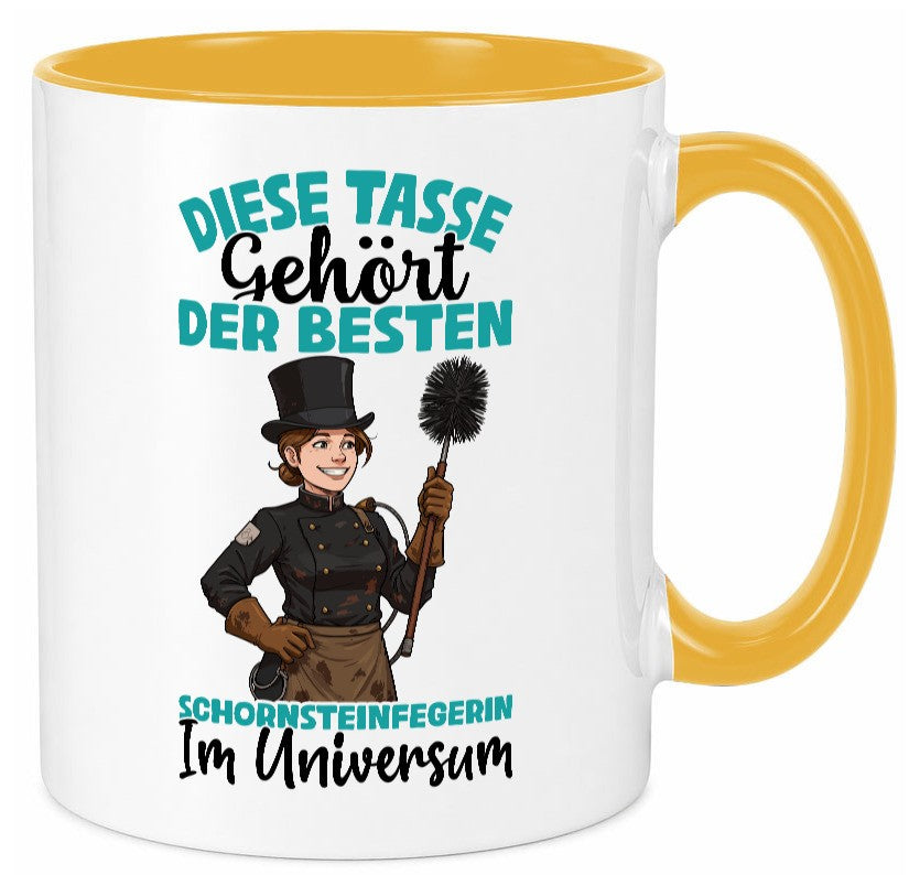 Im Universum: Schornsteinfegerin | Kaminkehrer lustiger Spruch Geschenk Humor Tasse