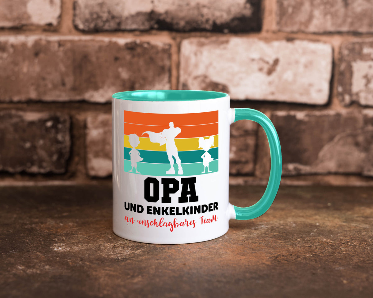 Opa und Enkelkinder ein unschlagbares Team Geschenkidee Familie Humor Tasse