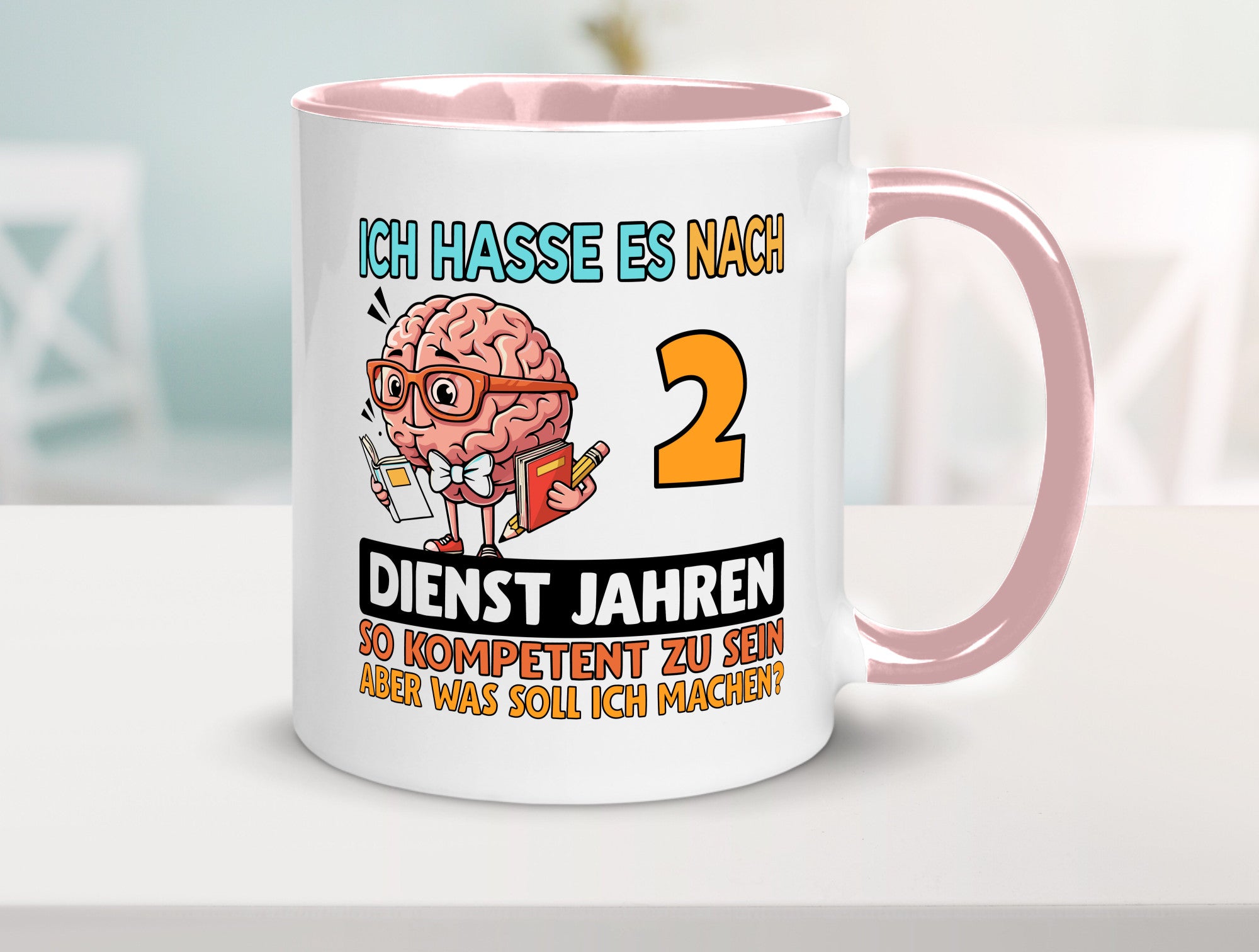 2 Dienstjahre | Arbeit Kompetent lustig Kollegen Büro Geschenk Tasse