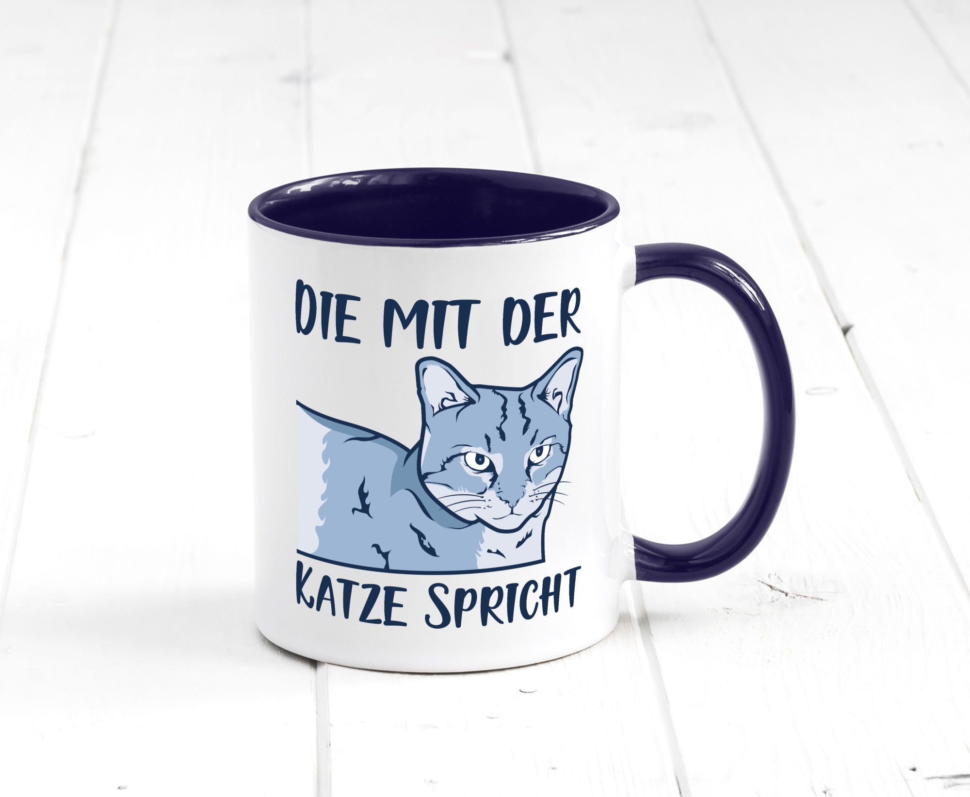 Die mit der Katze spricht | Humor Tierliebhaber Geschenkidee Tasse