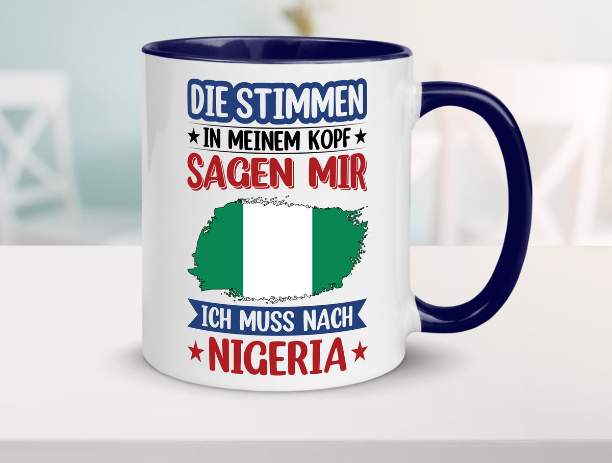 Nigeria | Urlaub Stimmen in meinem Kopf Traumland Geschenk Humor Geschenkidee Tasse