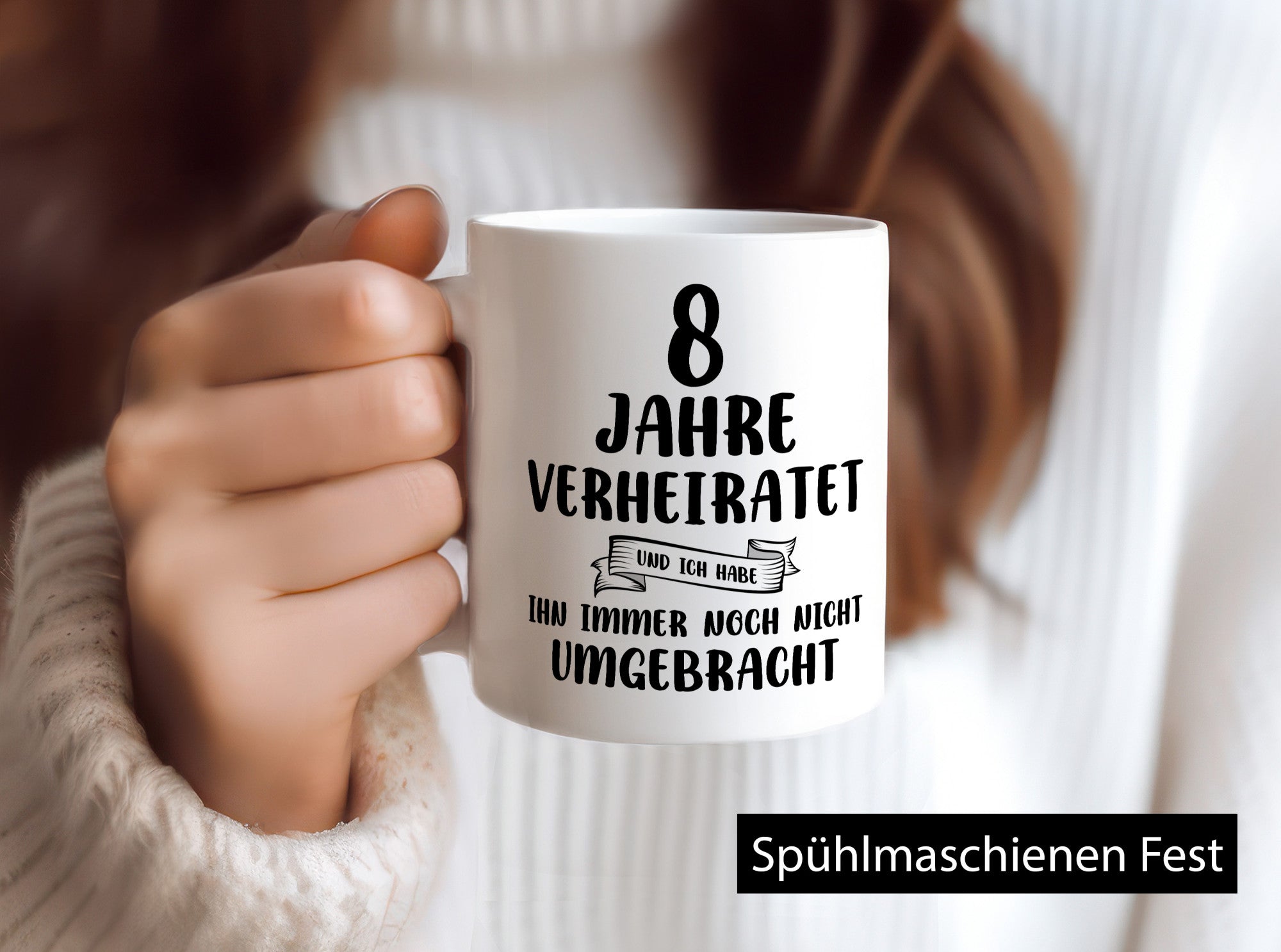 8 Jahre Verheiratet, immer noch am Leben! Geschenkidee Humor Tasse