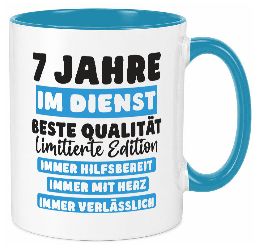 7 Jahre im Dienst | Jubiläum Arbeit v6 lustig Kollegen Büro Geschenk Tasse