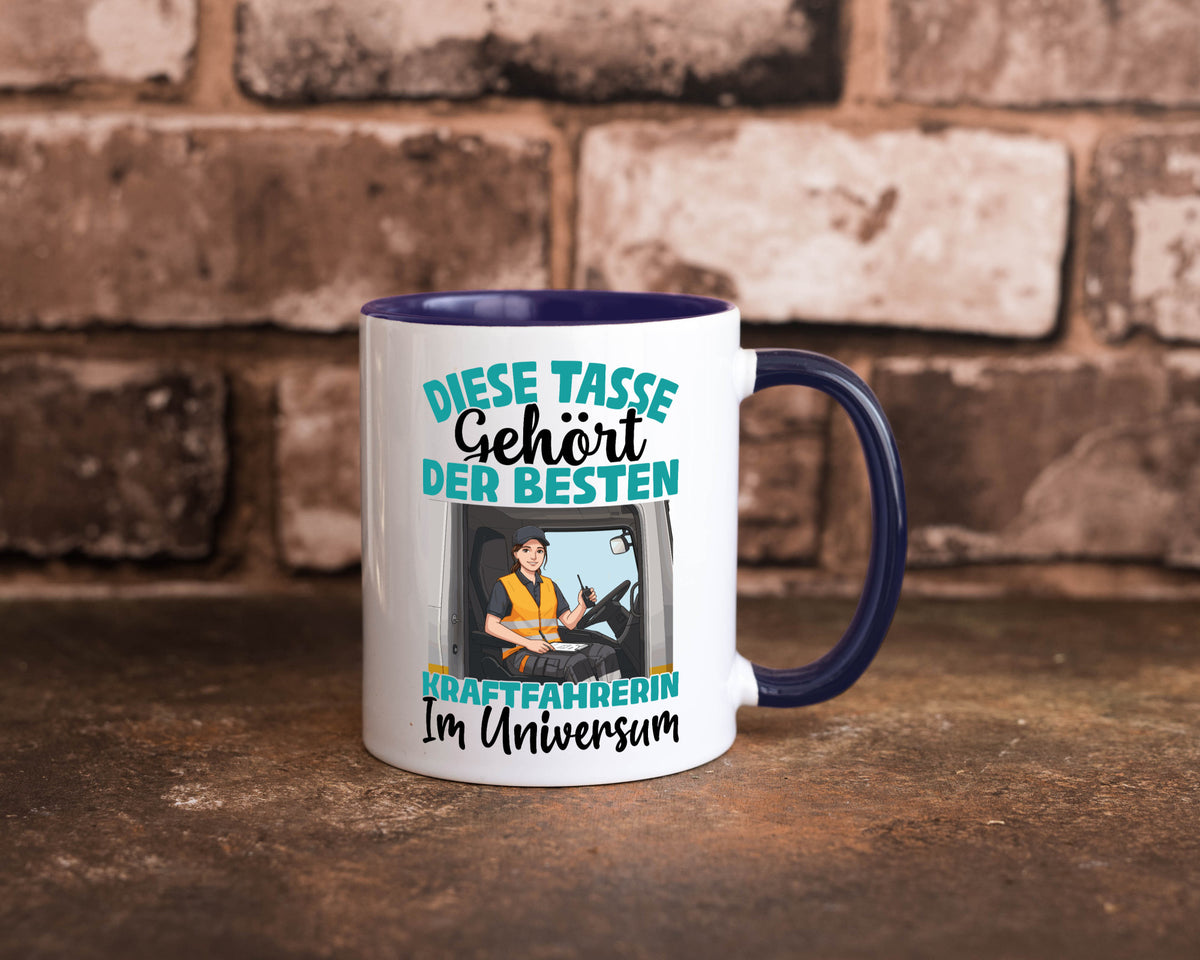 Im Universum: Kraftfahrerin | Lastwagen LKW lustig Humor Geschenkidee Geschenk Tasse